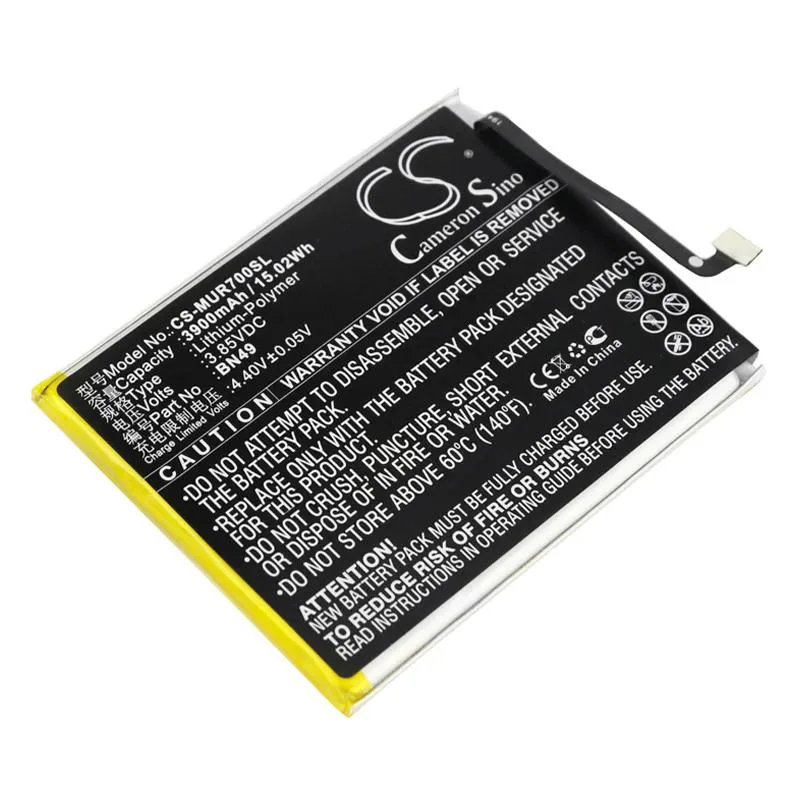 Rectangular smartphone replacement battery with printed label