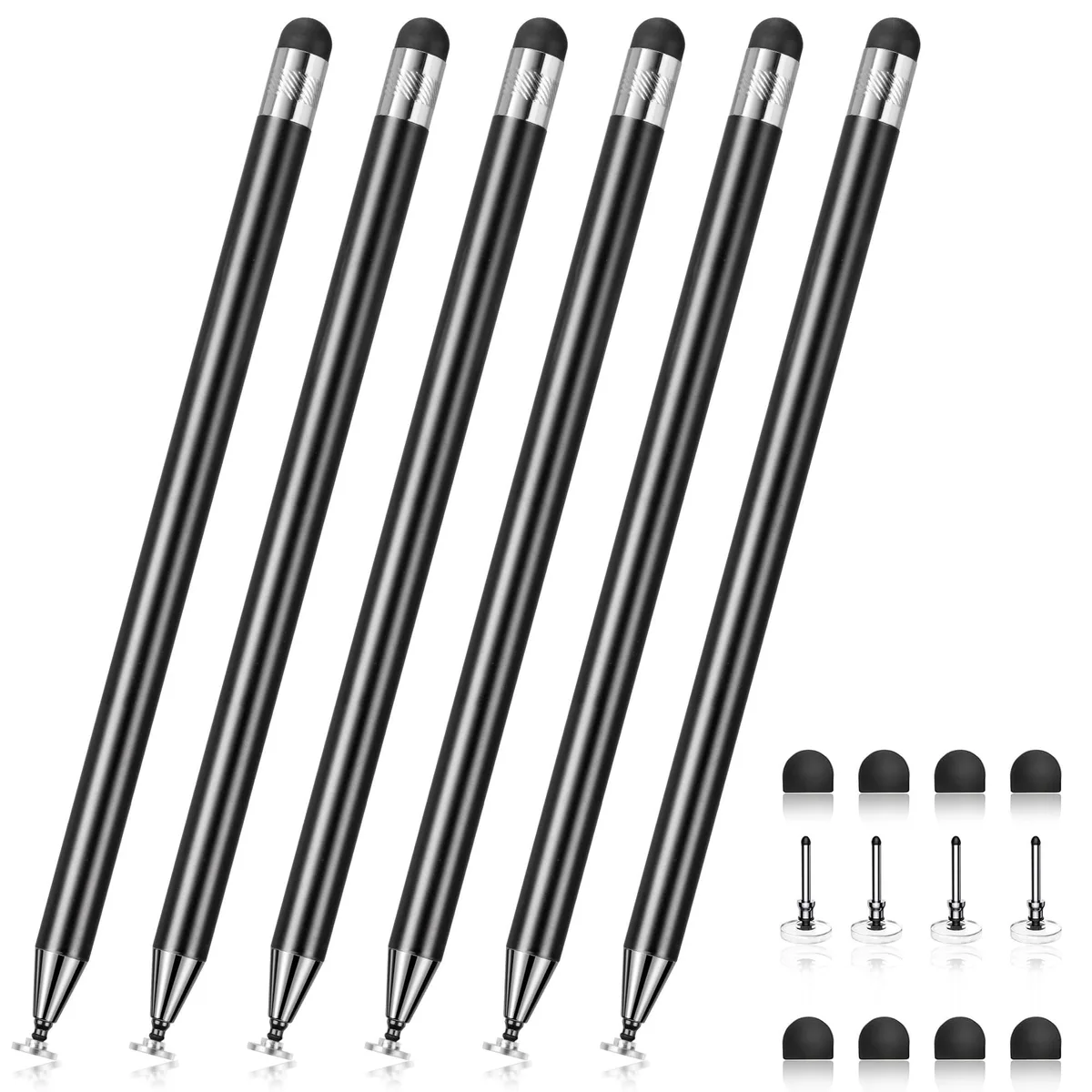 FIRCRE 2-in-1 Stylus Pen Black 6 Pack 6.1 in .275 in — product photo