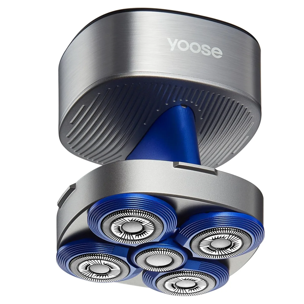 Silver rotary head shaver with five floating heads and LED display