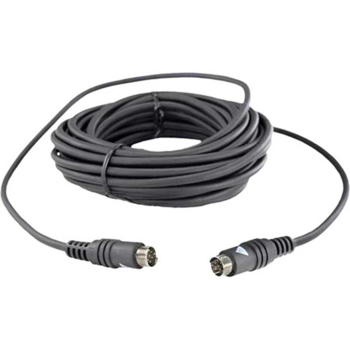 Coiled black control cable with QF50 connectors, 20 feet long