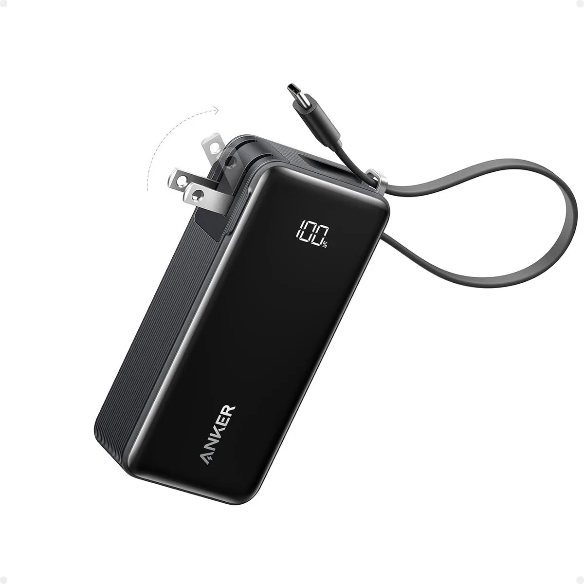 Anker Anker Nano 3-in-1 Power Bank 10000mAh 30W Built-in USB-C Cable Foldable Plug A1637 — product photo
