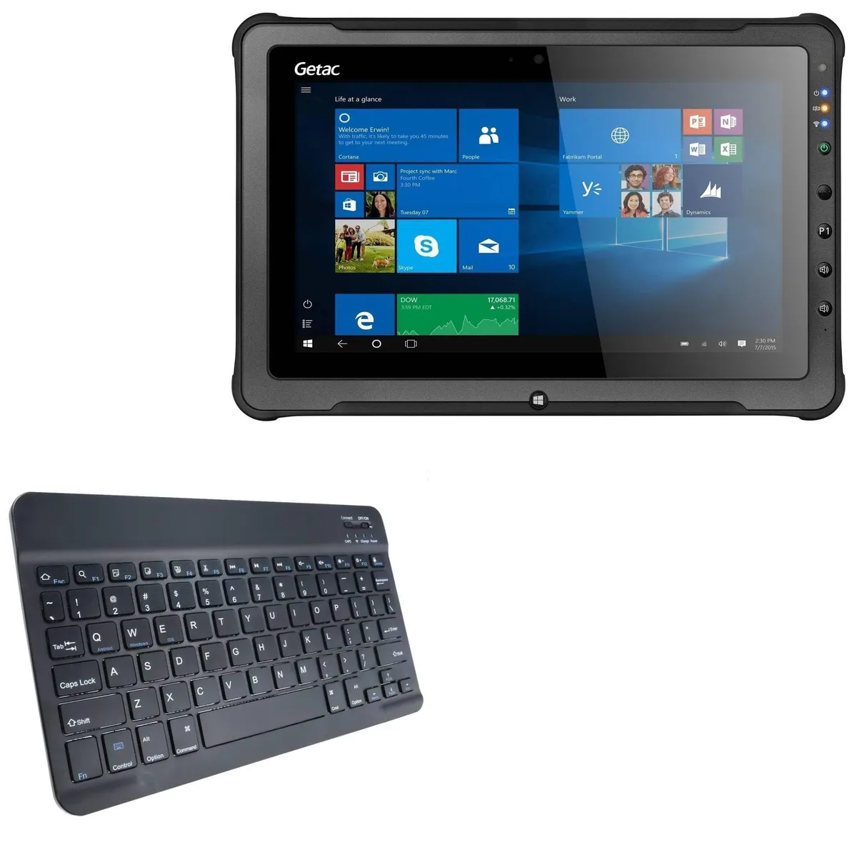 Boxwave BoxWave SlimKeys Bluetooth 3.0 Keyboard for Getac F110 4th Gen Jet Black 2 in 1 accessory — product photo