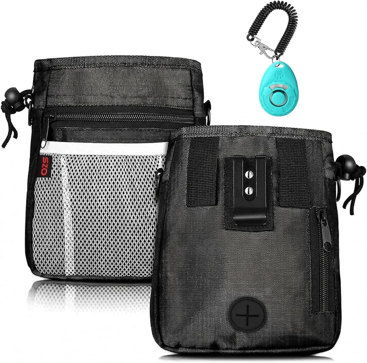 SZO Dog Training Treat Pouch with Clicker Black 5.6896 x 9.8044 x 12.4968 in 600D Nylon — product photo
