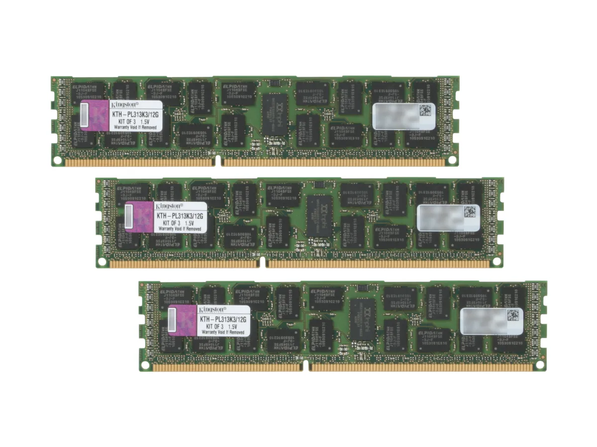 Kingston Technology Corp. Kingston Technology Corp. KTH-PL313K3/12G 12GB 3x4GB DDR3 1333 ECC Registered memory upgrade — product photo