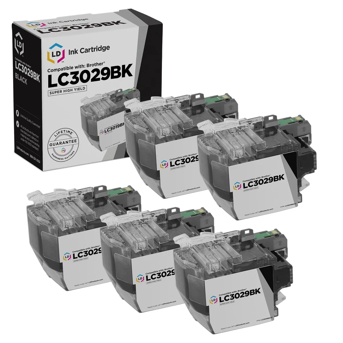 LD Products LD Products Compatible Ink Cartridge for Brother LC3029BK Super High Yield Black 5-Pack 3000 Pages — product photo