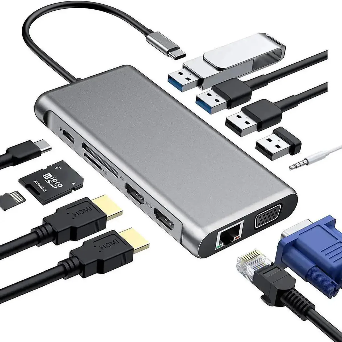 Vszerda Vszerda 12-in-1 Docking Station Triple Monitor Gray — product photo