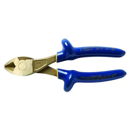 Aluminium-bronze diagonal cutting pliers, oval nose, insulated handles