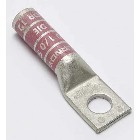 Copper telecom lug, long barrel, one hole, pink colour code, 2.700 in long