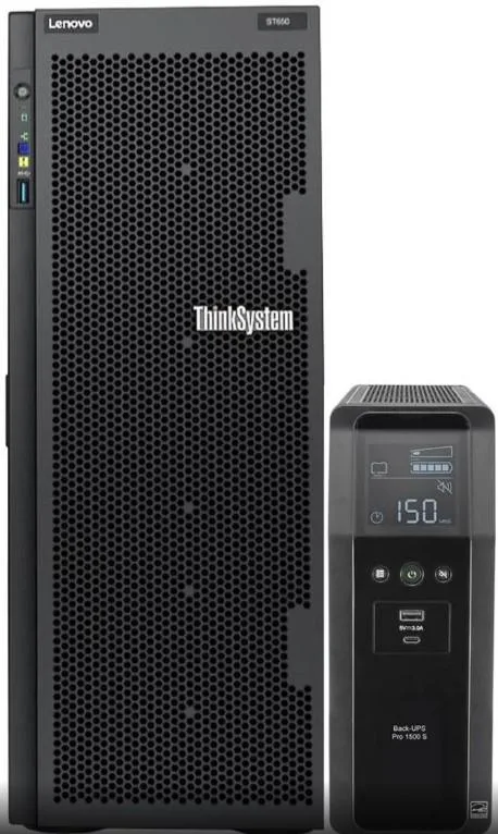 Lenovo Lenovo ThinkSystem ST650 Tower Server 2×Xeon Silver 4309Y 64GB DDR4 1TB SSD 12TB HDD APC UPS — product photo