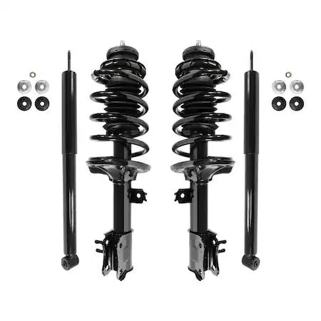 Unity front and rear complete strut assembly, silver metal finish