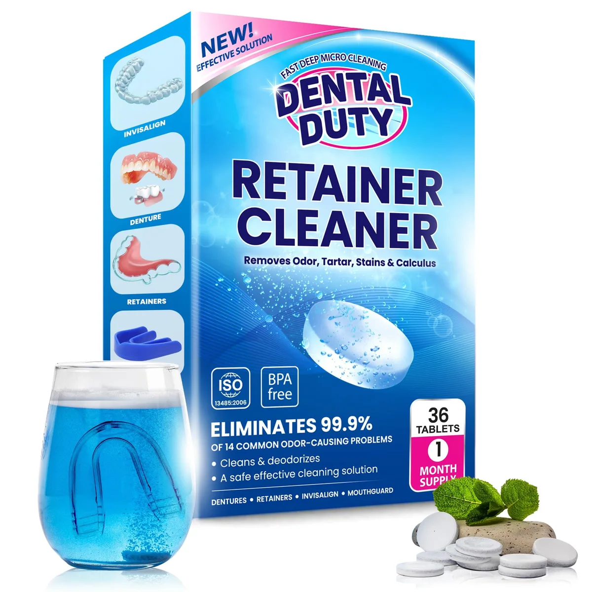 White box of 36 retainer cleaning tablets