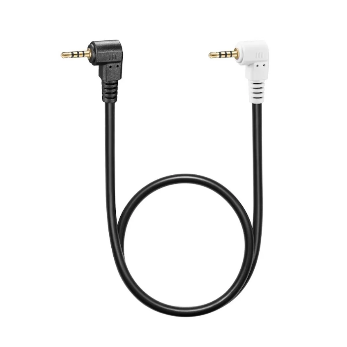 Coiled black cable with straight plugs at both ends