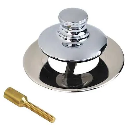 Chrome-plated push-pull drain stopper with silver finish
