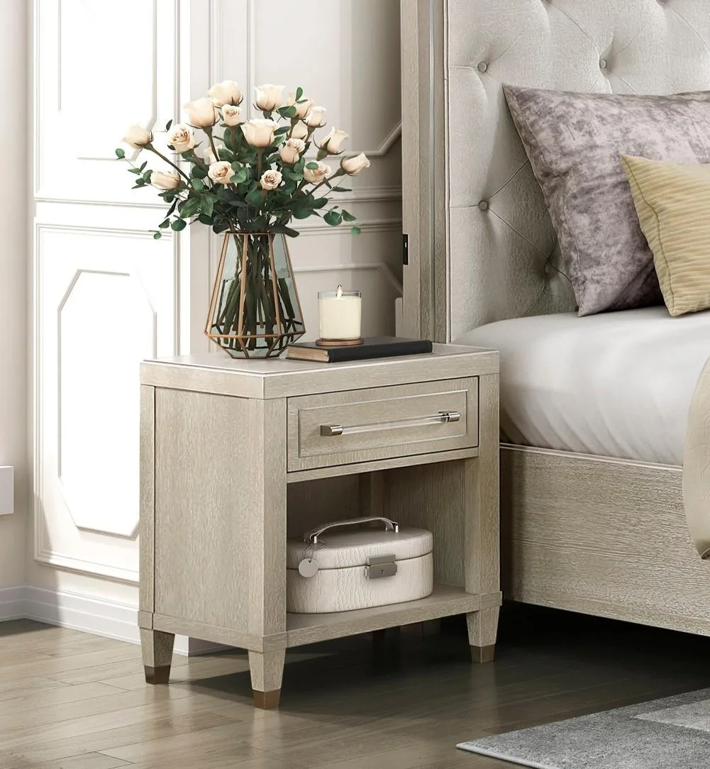 tuphen tuphen Light Oak Nightstand with Charging Ports 22.5x17x26.5H — product photo