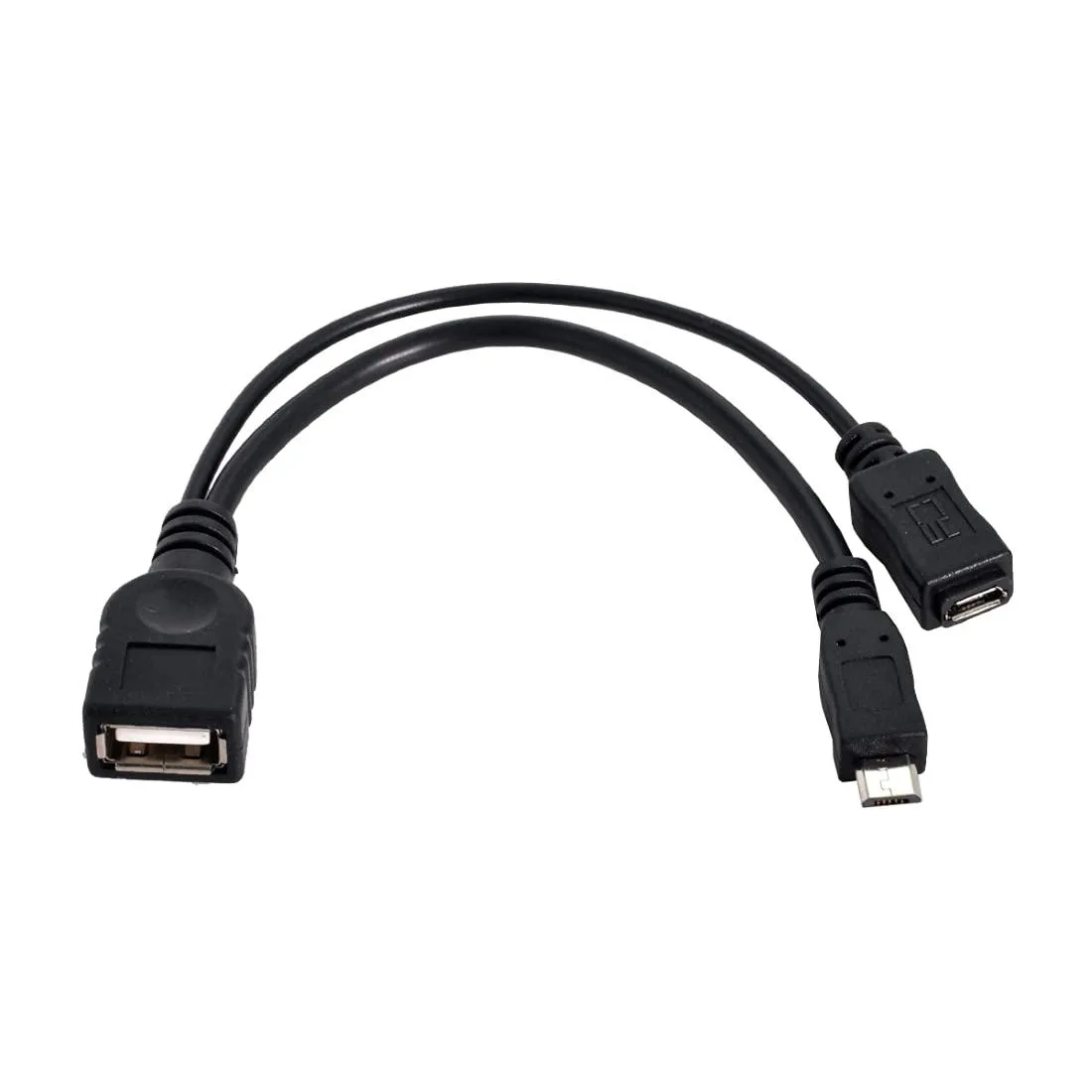 Short Micro USB OTG cable with female power port, 15cm