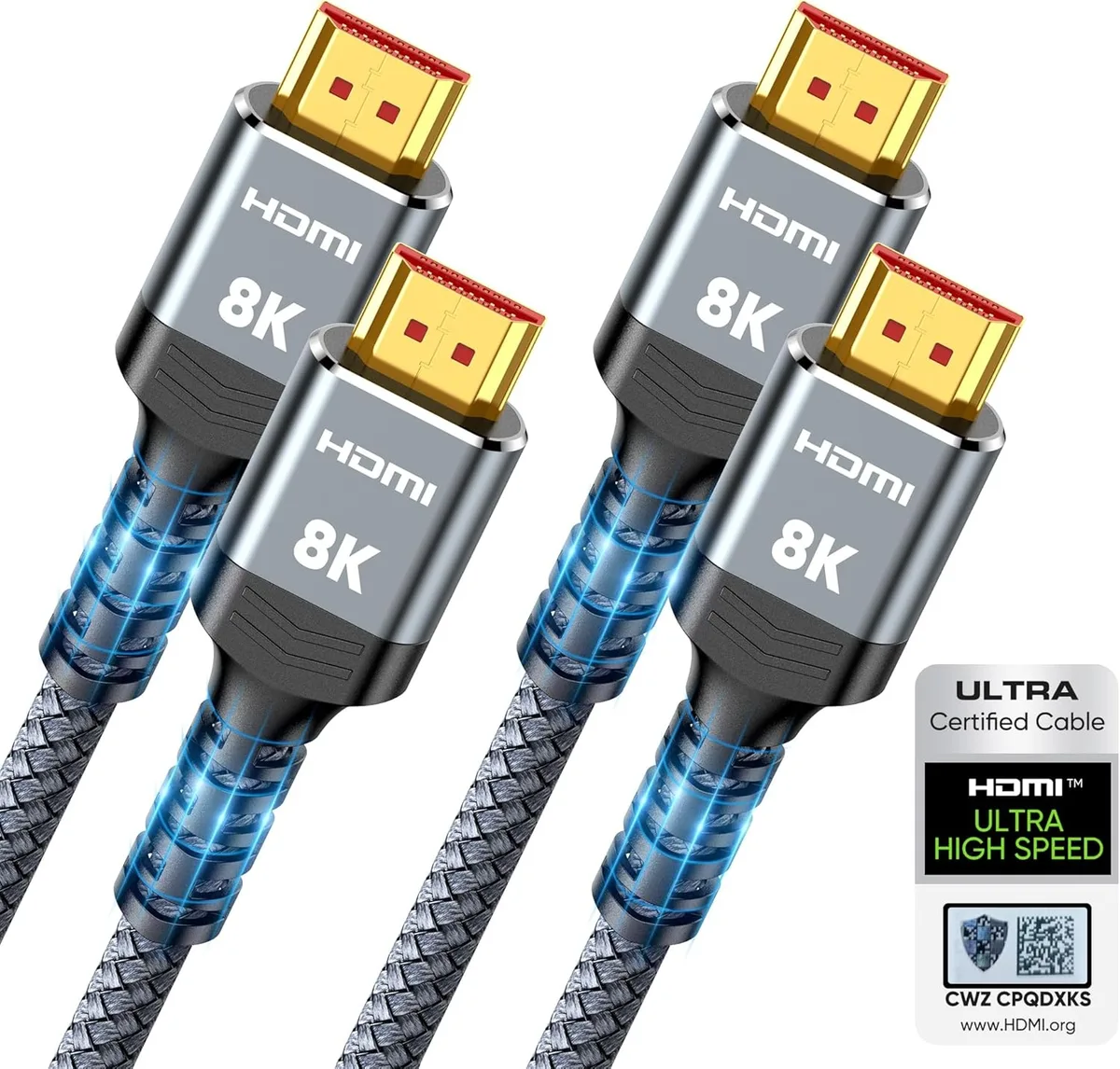 Keyence Keyence Audio Video Converter HDMI 2.1 Cable 2-Pack 6.6FT 48Gbps 8K@60Hz 4K@120Hz — product photo