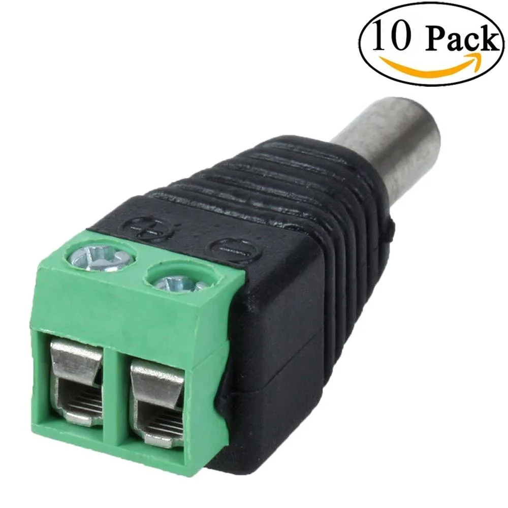 niceeshop niceeshop 10 Pack 2.1mm x 5.5mm Male CCTV Camera DC Power Adapter — product photo