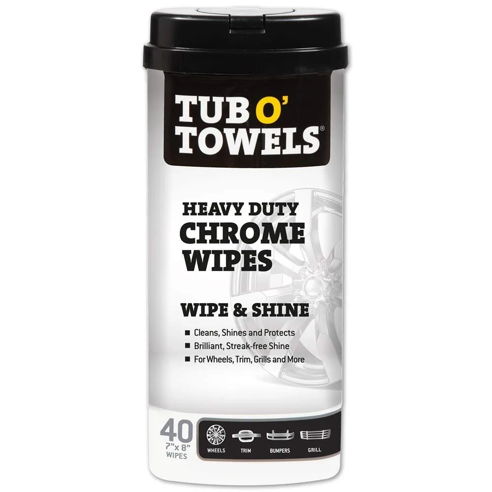 White pre-soaked cleaning wipes in a 40-count tub
