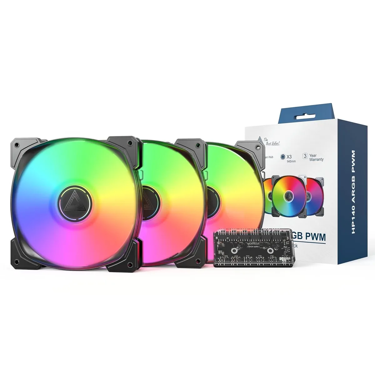 Montech Montech HP140B3IN1 140mm ARGB PWM case fan 3-pack — product photo