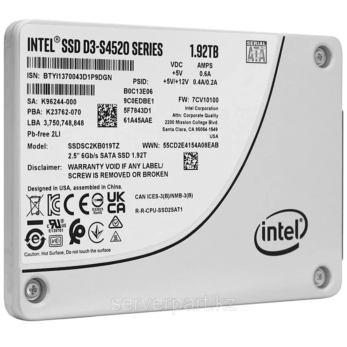 Intel Intel SSDSC2KB019TZ01 internal SSD 2.5" 1920 GB — product photo