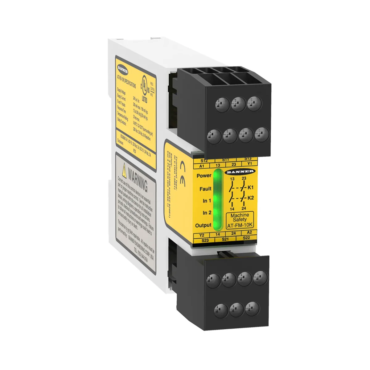 Banner Banner AT-FM-10K Two-Hand Control Safety Relay 24 V 2 NO 6 A 22.5 mm — product photo