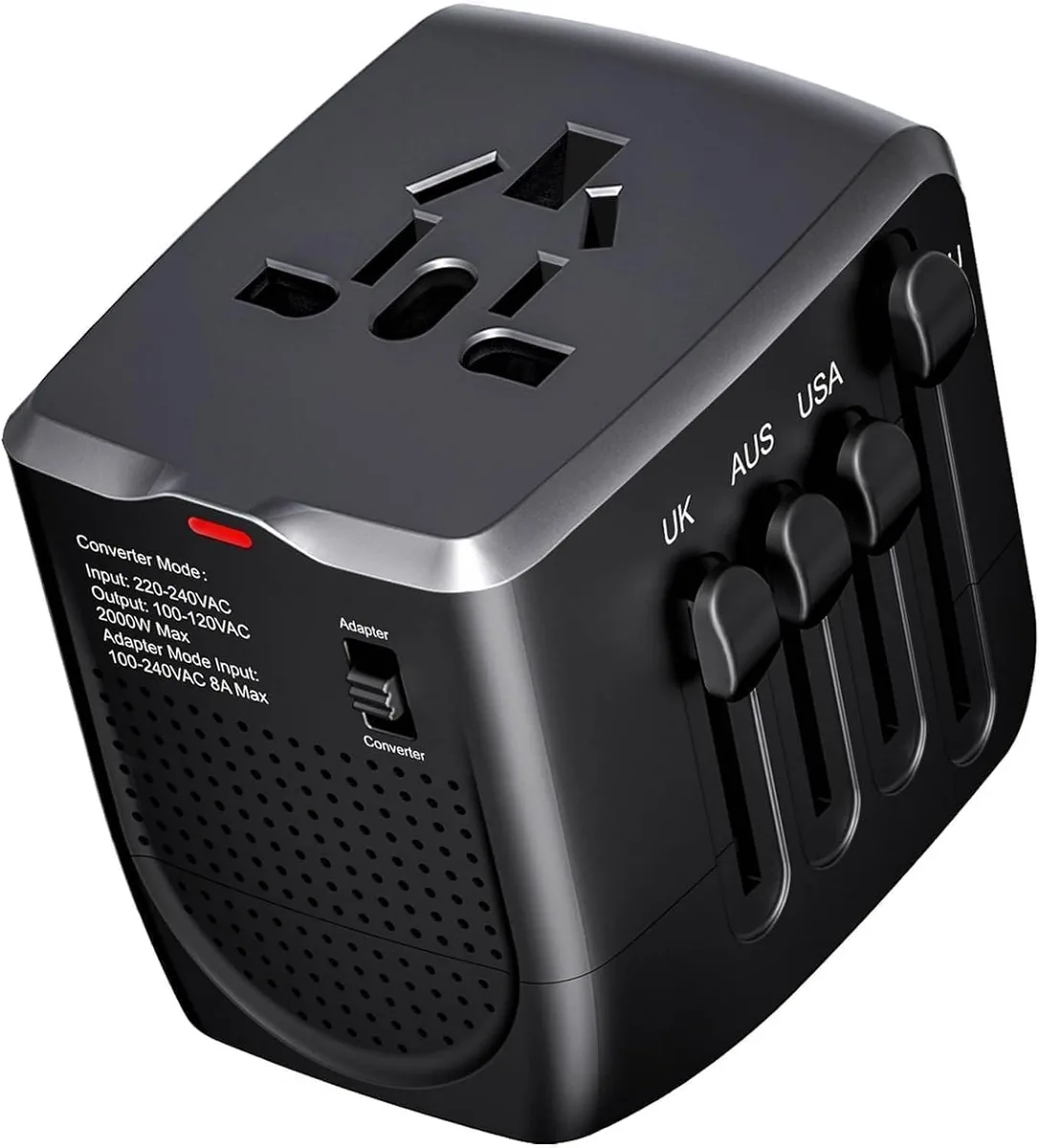 Blueskysea Blueskysea International Travel Adapter Voltage Converter 220V to 110V Black — product photo
