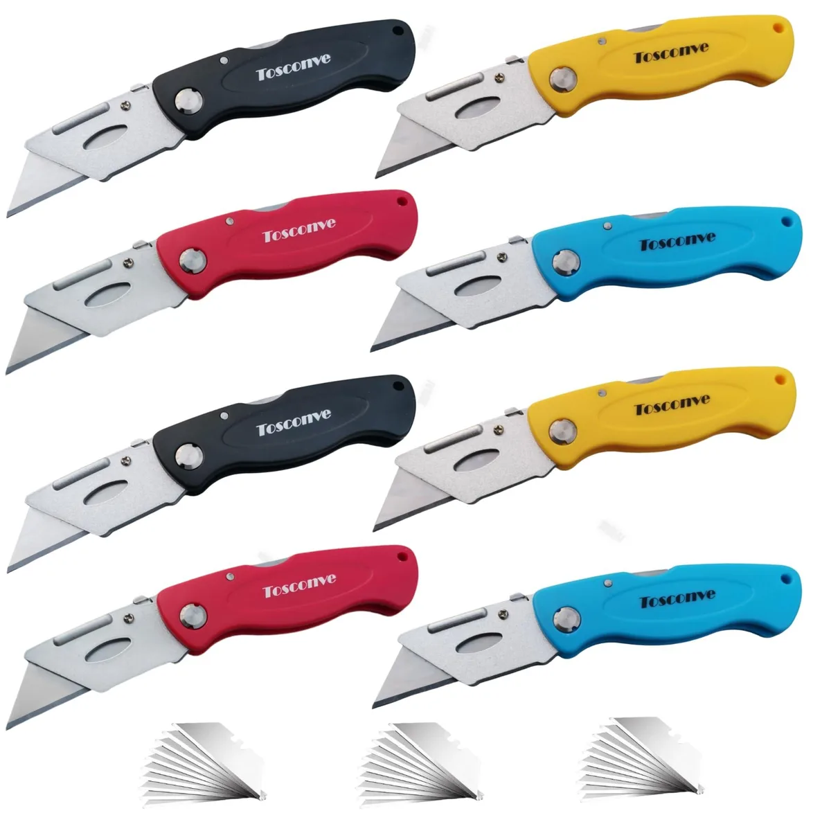 Tosconve Kni 001 Folding Utility Knife 8-Pack with 30 Blades — product photo