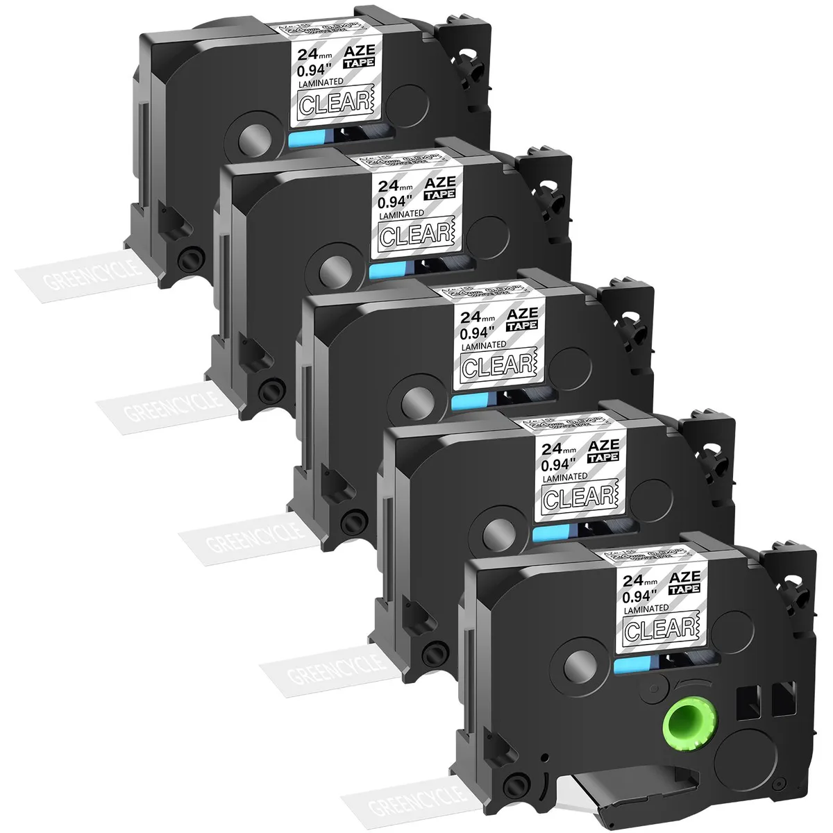 GREENCYCLE GREENCYCLE AZE-155 24mm White on Clear Laminated Label 5 Pack — product photo