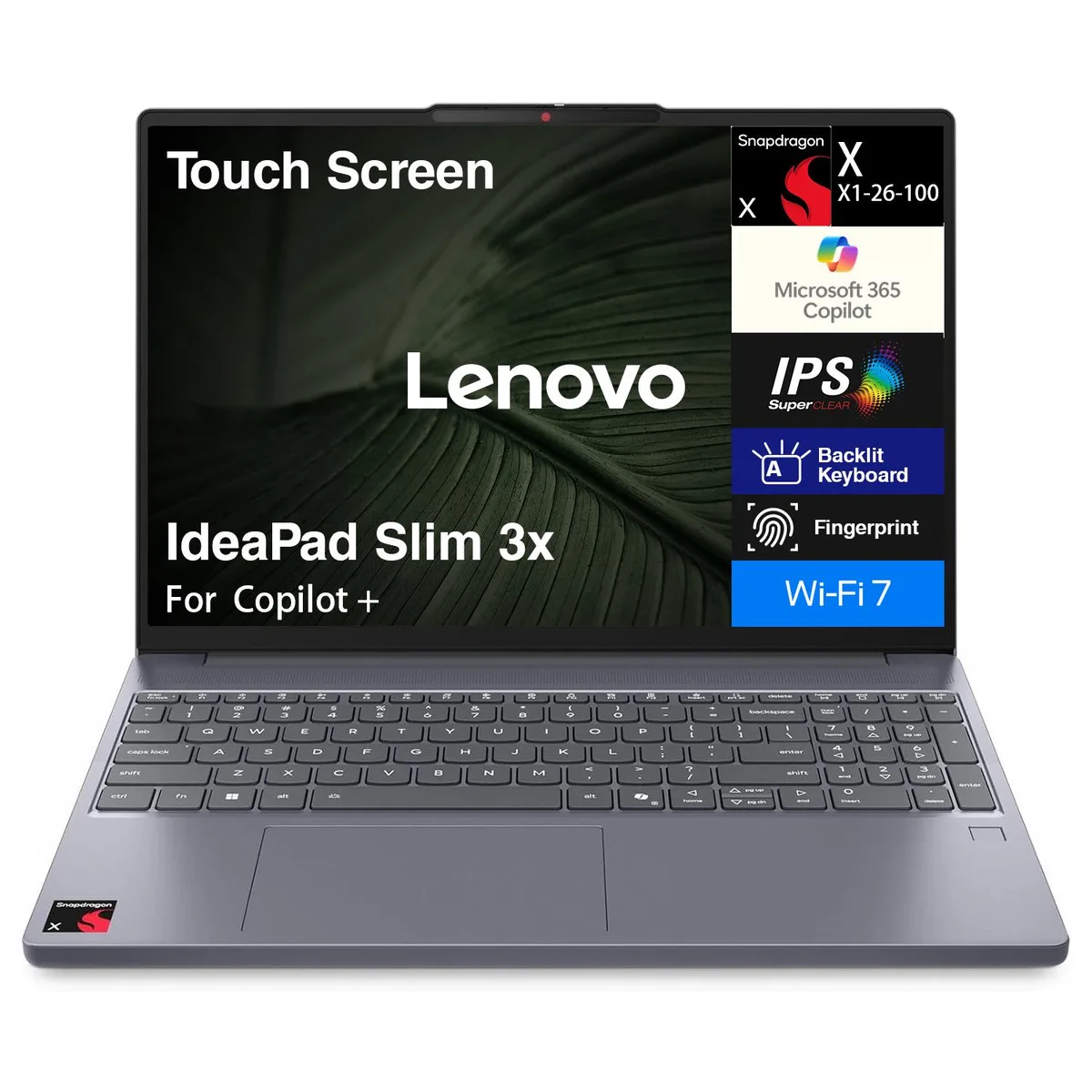 Lenovo Lenovo IdeaPad Slim 3x Copilot+ laptop 15.3" Snapdragon X X1-26-100 16GB LPDDR5X 256GB — product photo