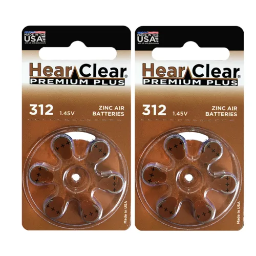 HearClear Battery HearClear Battery Size 312 PR41 Hearing Aid Batteries Brown Tab 12 Cells — product photo