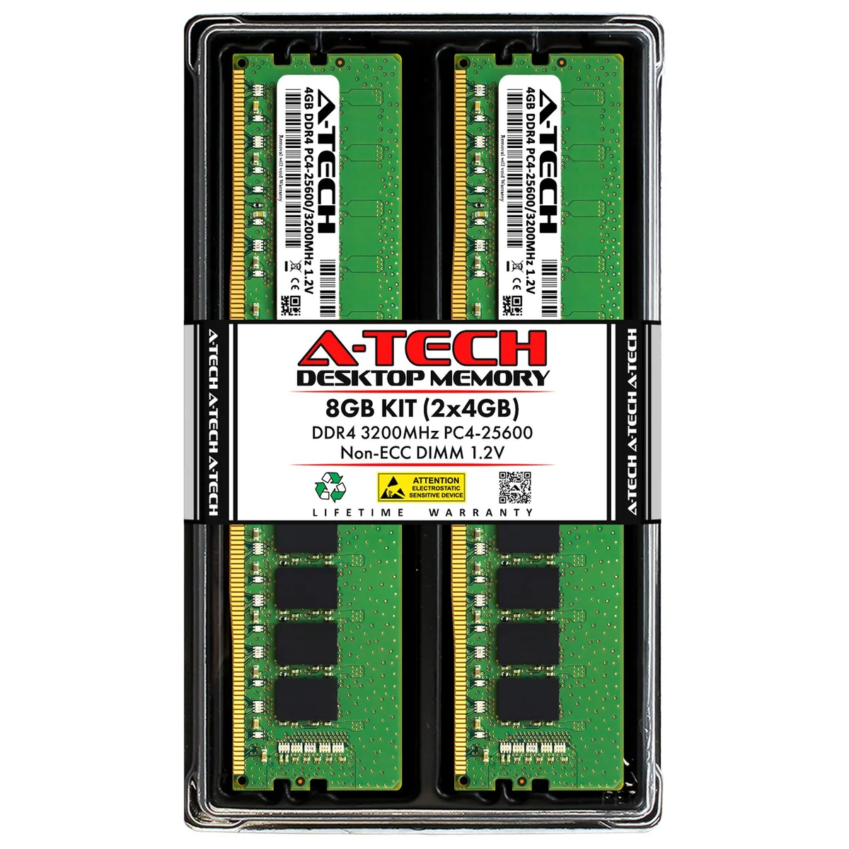 A-Tech A-Tech 8GB (2x4GB) DDR4 3200MHz CL22 Desktop RAM — product photo