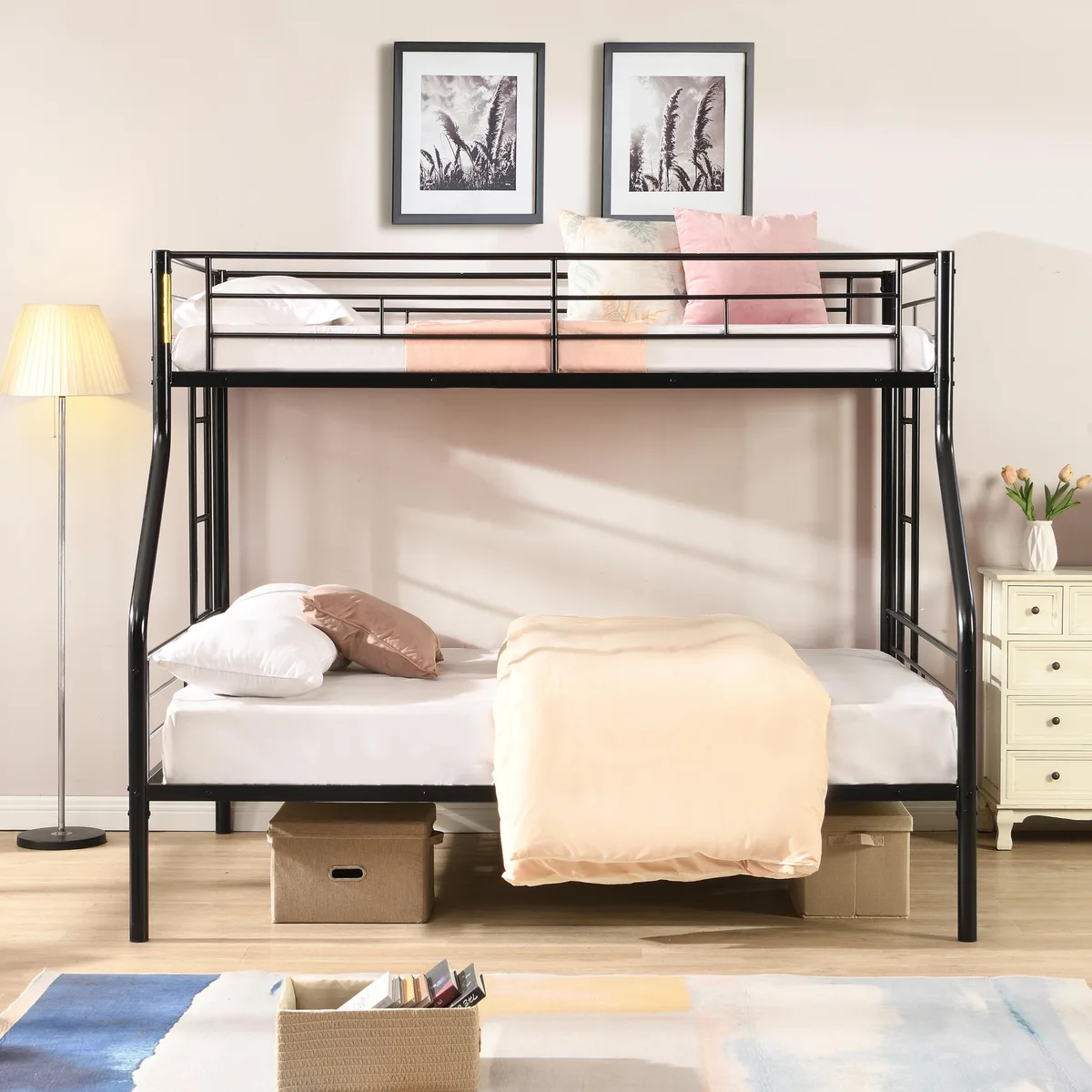 tuphen tuphen Twin Over Full Metal Bunk Bed Black — product photo