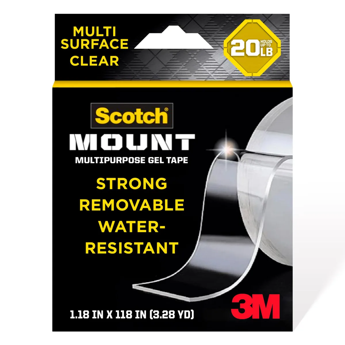 3M 3M Scotch-Mount Multipurpose Gel Tape Clear 1.18 in x 118 in — product photo