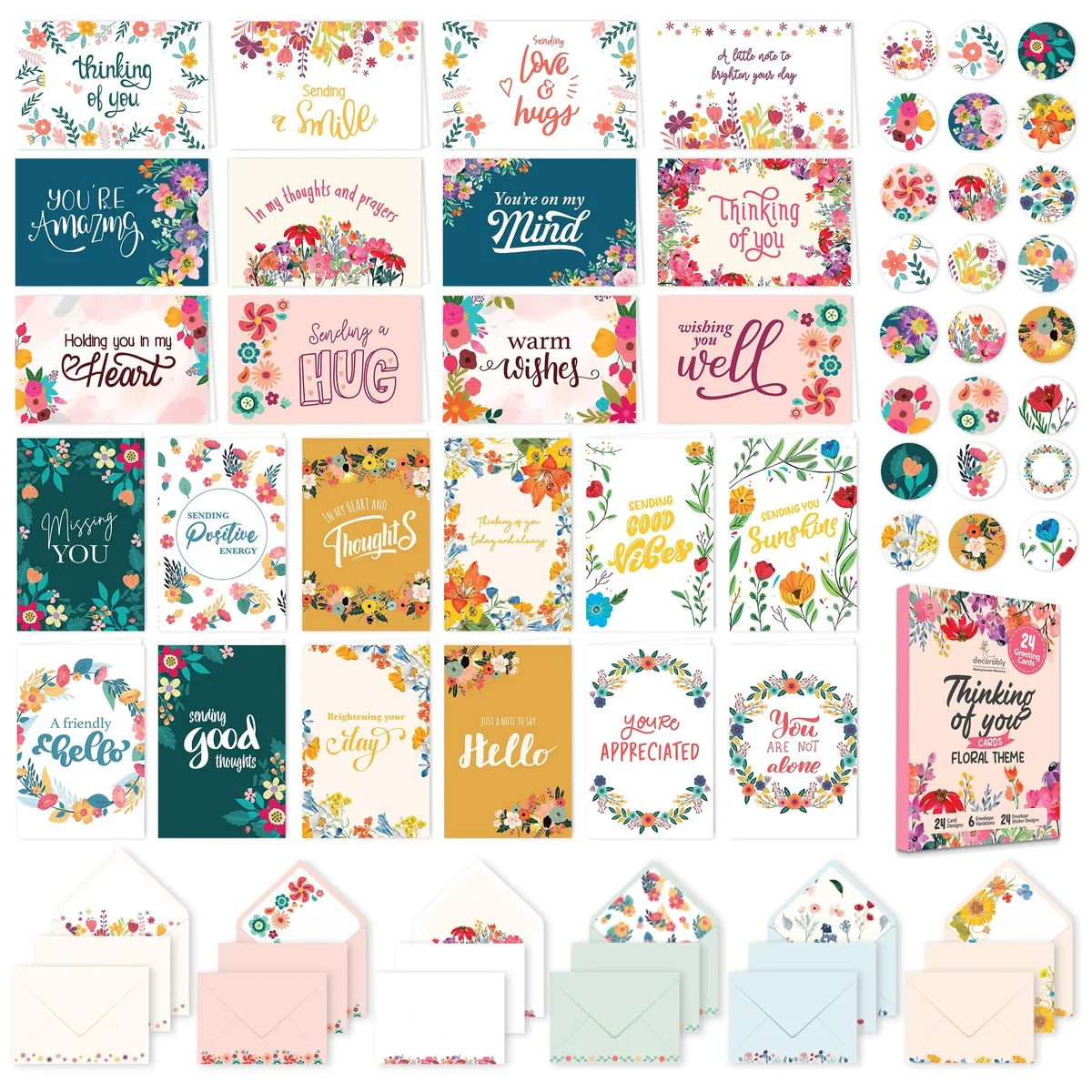  Decorably_354 Floral 24-Card Board 6.45x8.66 in — product photo