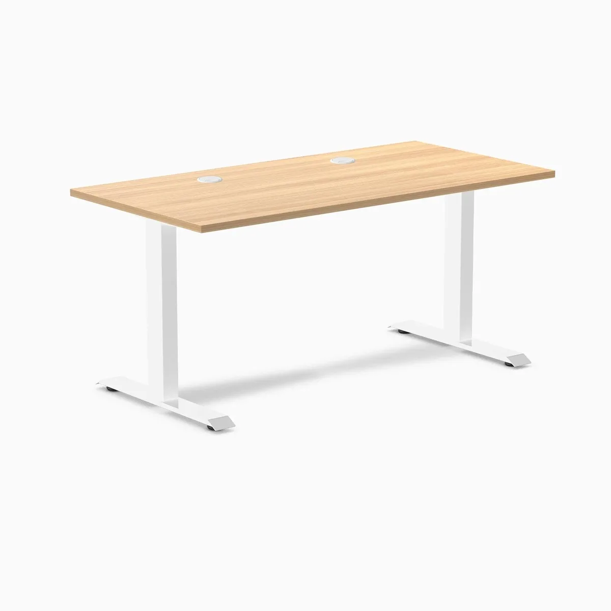 Desky Desky Zero Laminate Office Desk Sublime Teak White 59 x 29.5 in with Grommets — product photo