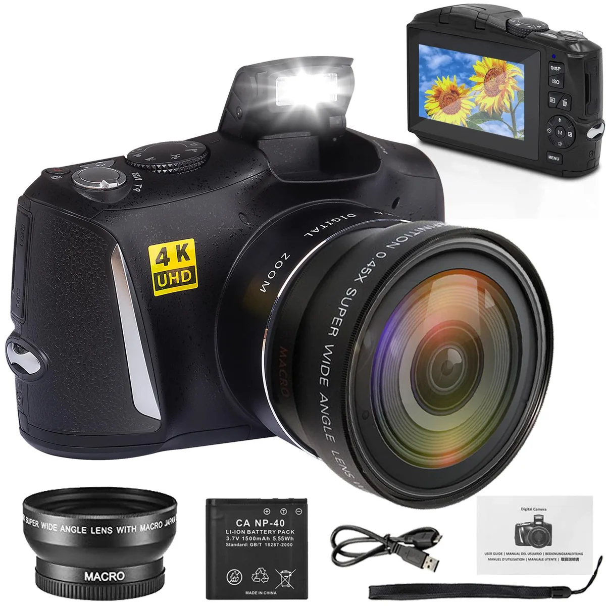 novzzovaz novzzovaz i-Cam R3S-US 48MP 4K 3.0" Macro Wide Angle 1500mAh Black — product photo