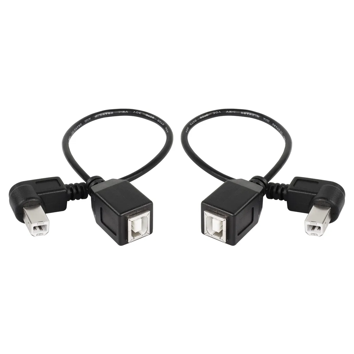 BUCIER BUCIER USB 2.0 Type-B Printer Cable 2-Pack Left &amp; Right Angle Male to Female 25cm — product photo