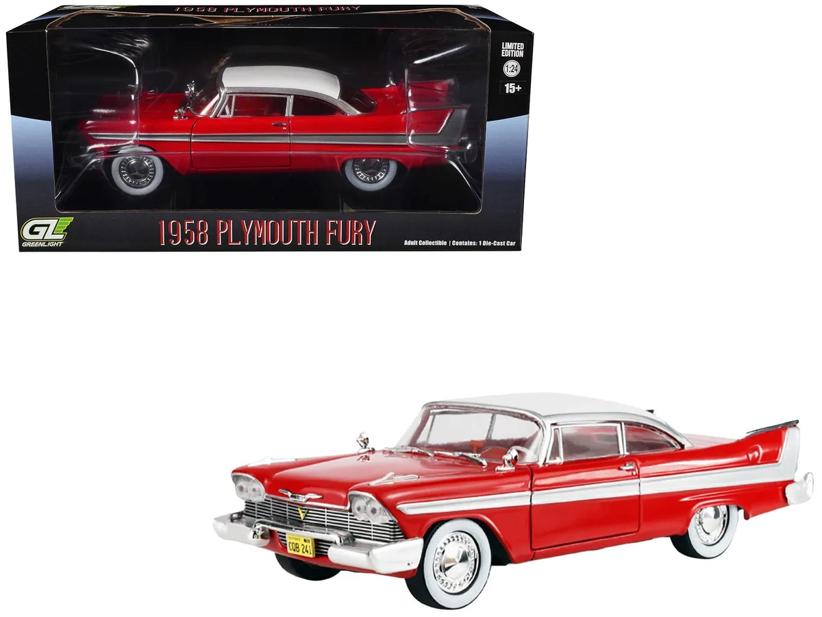 GREENLIGHT GREENLIGHT 1958 Plymouth Fury Red White Top Red Interior Hollywood Greatest Hits 1/24 Diecast — product photo