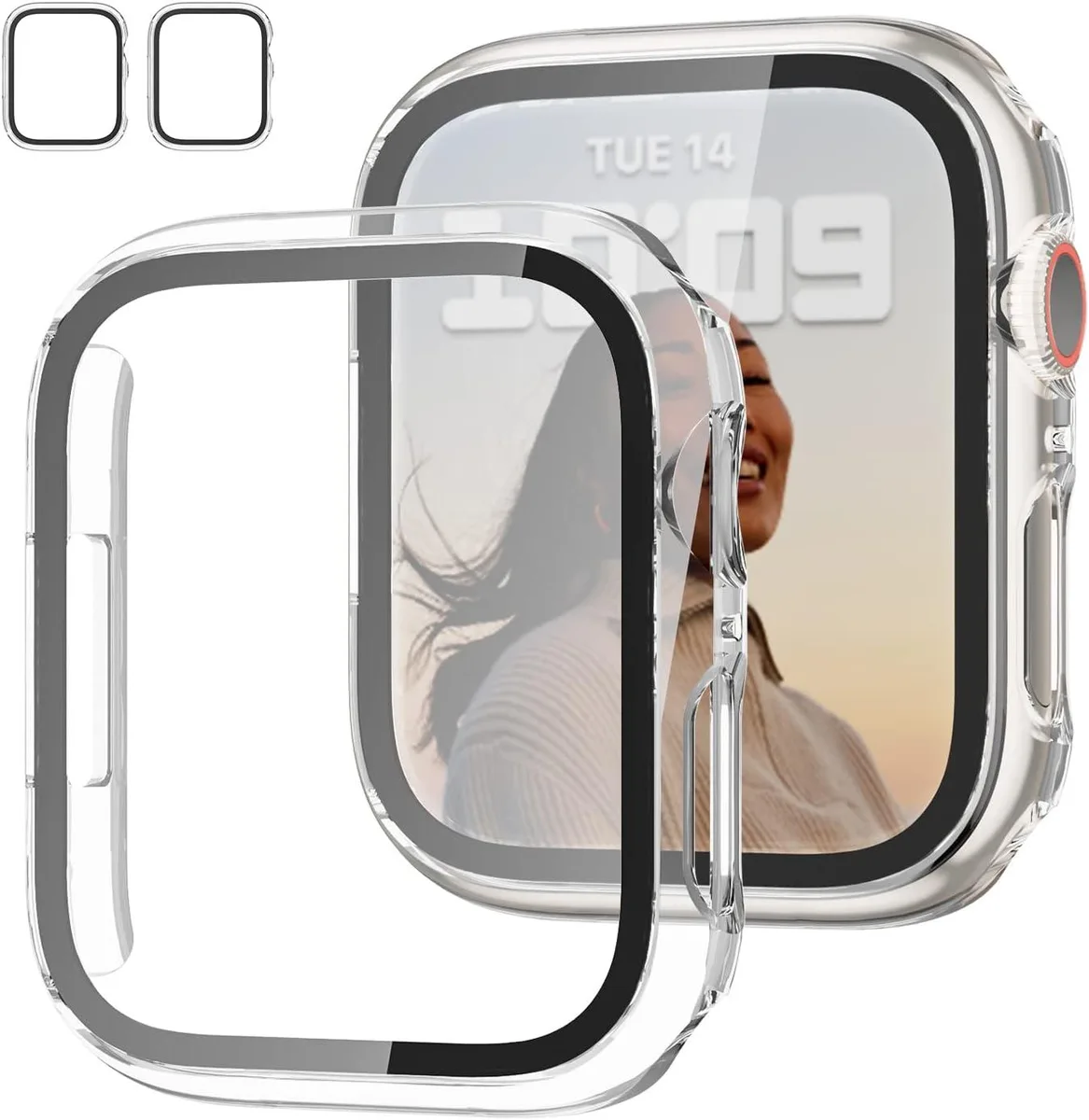 ETEIZU ETEIZU 2 Pack Case Tempered Glass Screen Protector Watch SE3 2025 SE2 Series 6 5 4 SE 40mm Clear — product photo