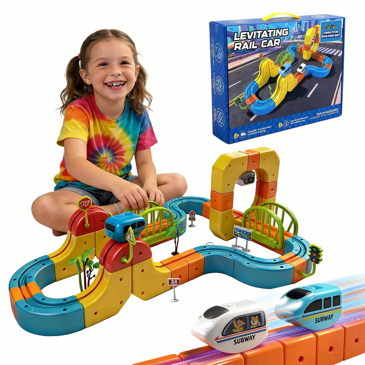 Damaite Damaite 2026 Electric Train Set 3D Infinity Track 360° Stunt 13.98x10.24x3.15 in — product photo