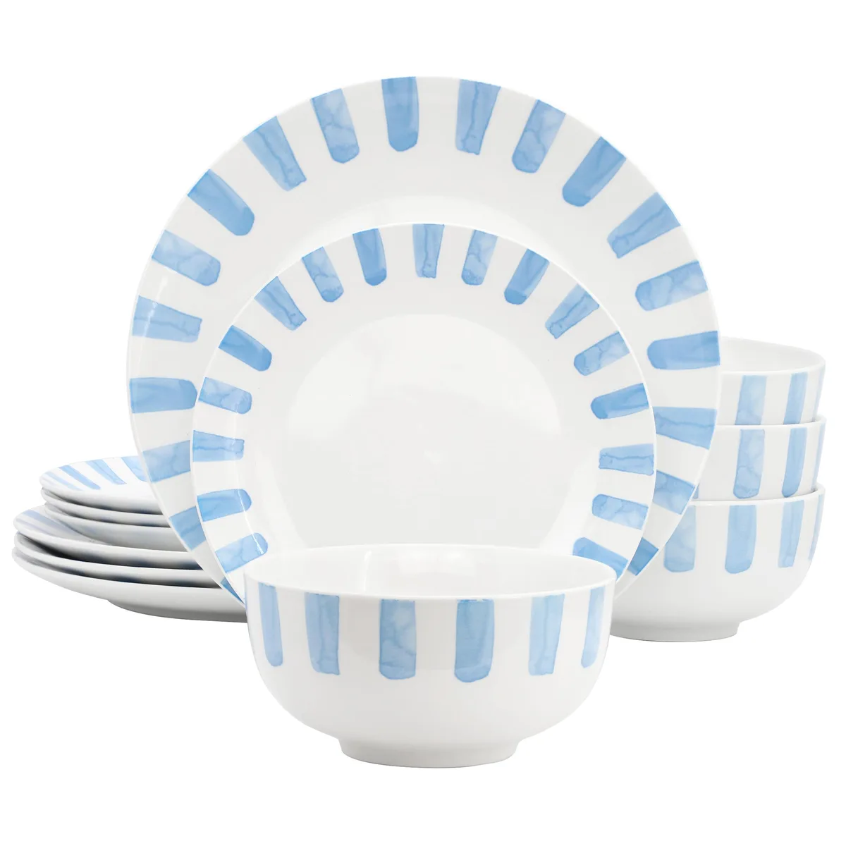 Gibson Home Gibson Home Pacific Waves 12 Piece Ceramic Dinnerware Set Blue — product photo