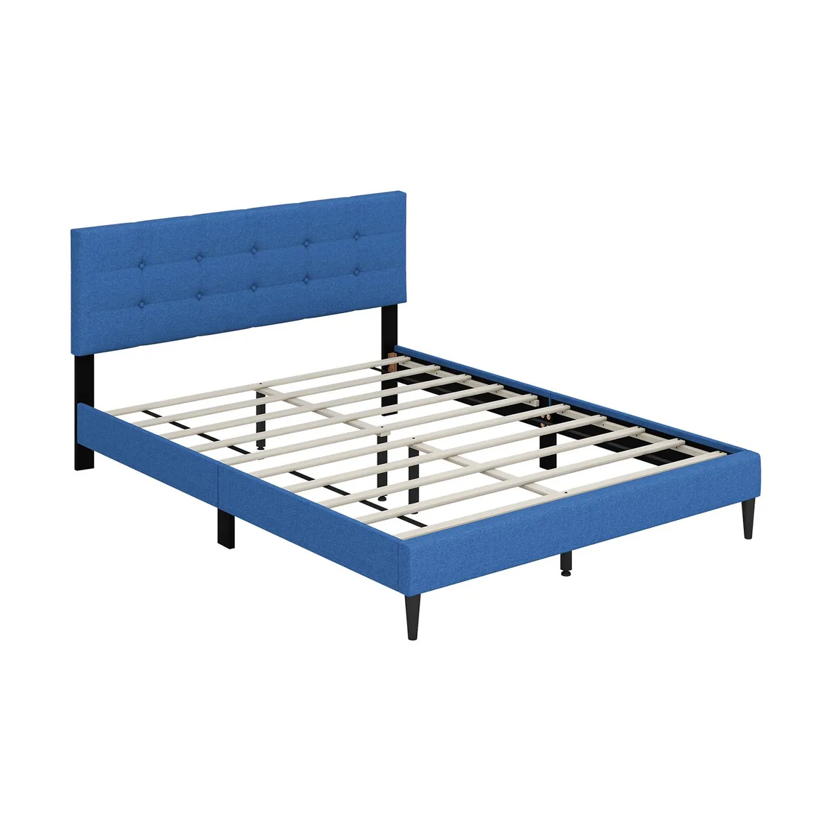 SlickBlue SlickBlue Queen Upholstered Platform Bed — Vertical Channel Tufted Headboard, Blue/Grey, 81" x 64" x 38 — product photo