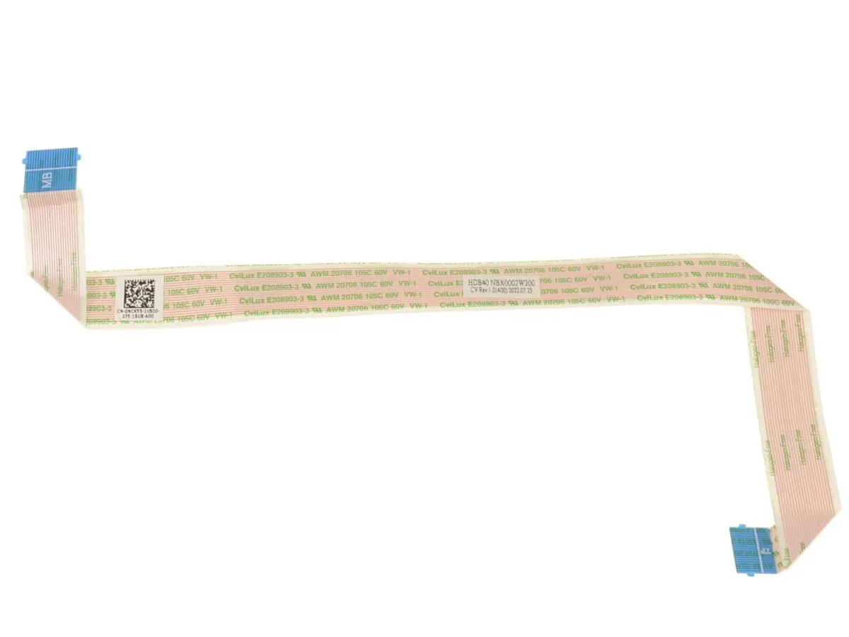 Flat orange ribbon cable with connectors on both ends, Dell Latitude 7430 touchpad part NCKY5