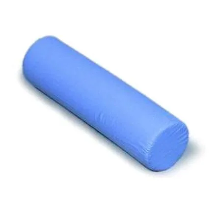 Blue cylindrical neck roll pillow 19 inches long foam core machine washable cover