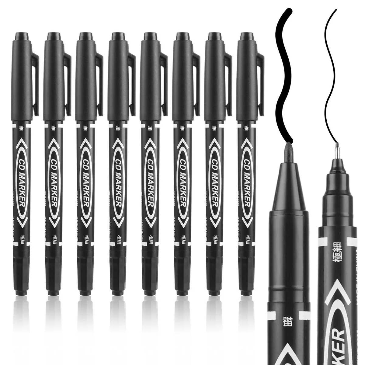  YUXIANLB 10 black dual-tip markers .4/.5mm 14cm drawing — product photo