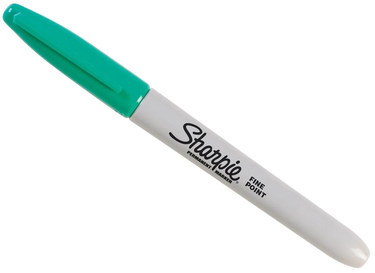 Single aqua fine-point permanent marker with capped barrel