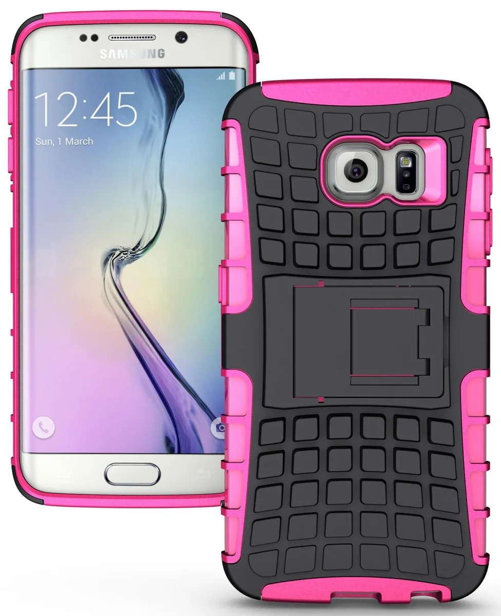 Nakedcellphone Nakedcellphone Grenade Hybrid Case with Stand Pink/Black for Samsung Galaxy S6 Edge SM-G925 — product photo