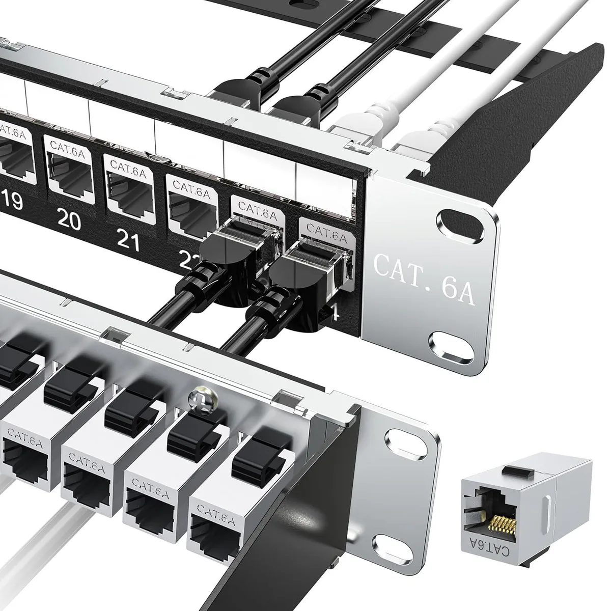 BFKK BFKK 24 Port Shielded Patch Panel 1U Cat6A 19-Inch network ethernet cable — product photo