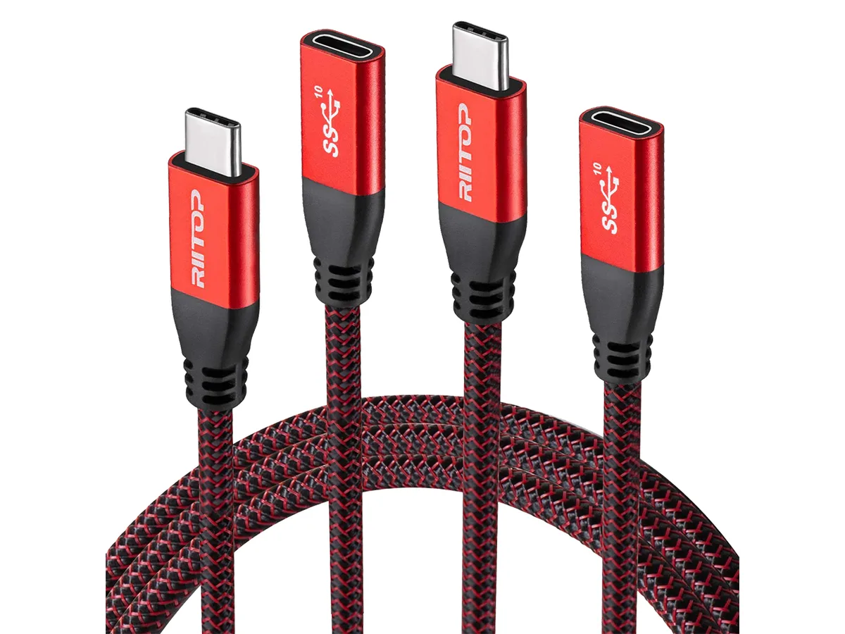 RIITOP RIITOP CMTF-18RD-2P USB C Extension Cable 5.9ft 2-Pack Red — product photo