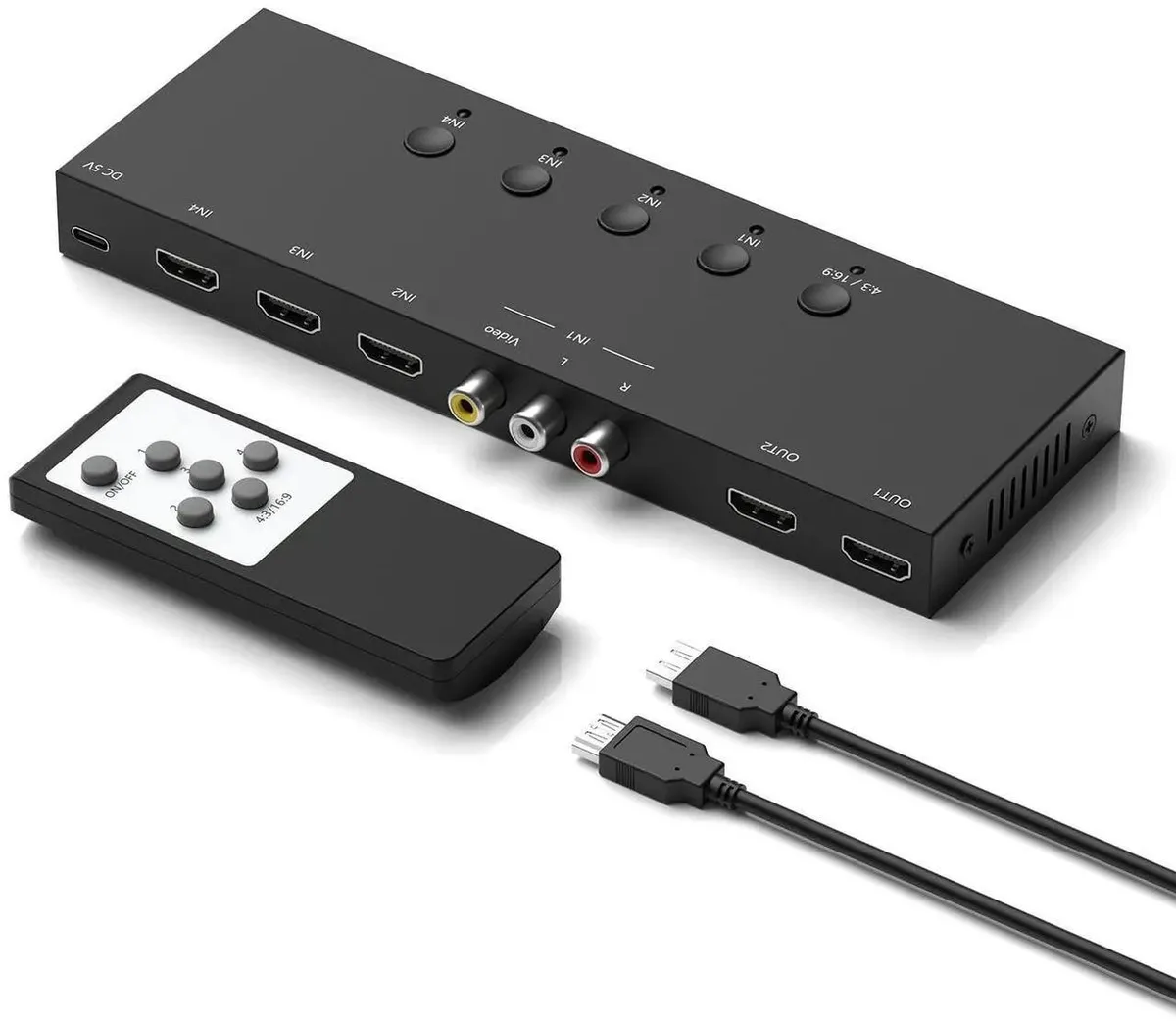 Vszerda Vszerda 3×HDMI 2.0 + 1 RCA to 2 HDMI Switcher Splitter — product photo